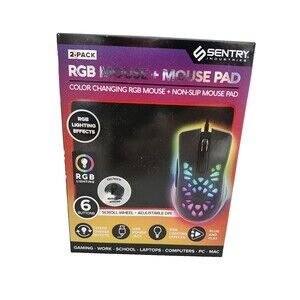 Sentry Industries Color Changing RGB USB Wired Mouse + Non Slip Mouse Pad